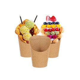 Cyblinia 50 Pieces Charcuterie Cups 14 oz Disposable Kraft Paper Appetizer Cups French Fries Holders Sandwich Ice Cream Holders Cups for Party Supplies