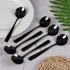 Dehouse 16-Piece Black Soup Spoons - Round Spoon, 7.3 Inch