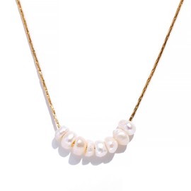 SAINT RAPHAËL Pearl Necklace for Women, Gold Freshwater Pearl Dainty Baroque, 18k Gold Plated over Stainless Steel