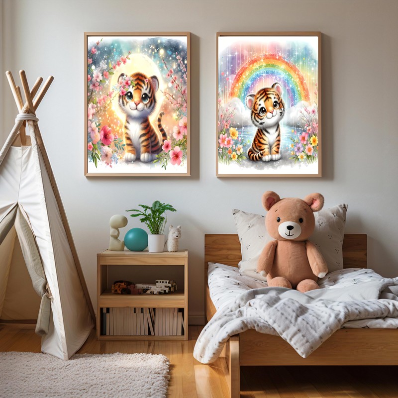 Baby Room Wall Art Prints; Tigers Nursery Décor; Kids Room