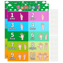 PATIKIL 2pcs Number Chart, 11x17inch Number Chart Poster 1-10 Number Finger Tables Chart Laminated Large Educational Learning Posters Colorful Clear