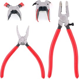 2Pcs Glass Cutting Running Pliers Stained Glasses Grozing Breaking Pliers Cutters Tools with Rubber Tip
