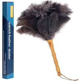 Aldwin 16 Inch Gray Ostrich Feather Duster For Eco-friendly Household Cleaning