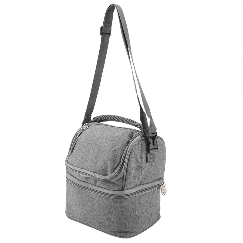 7L Portable Double Layers Insulated Bento Bag Lunchbox Tote for
