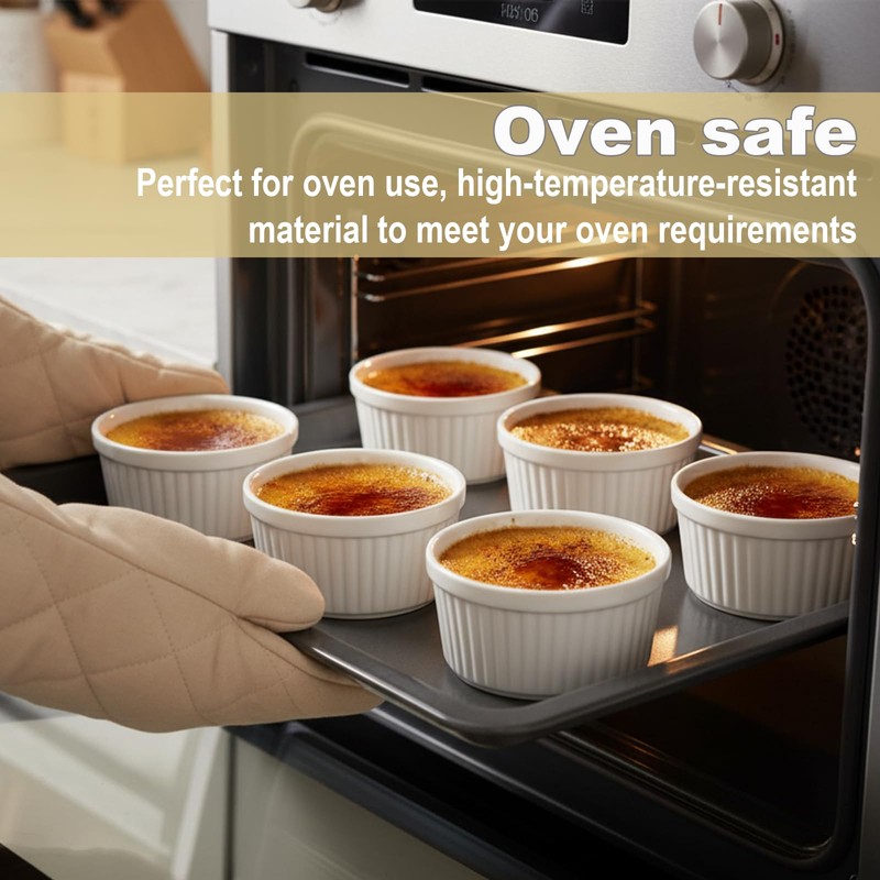 Ramekins 6 OZ Small Bowls, WERTIOO 8 PCS Creme Brulee