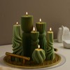 Threlaco 6 Pcs Ribbed Pillar Candles, Green