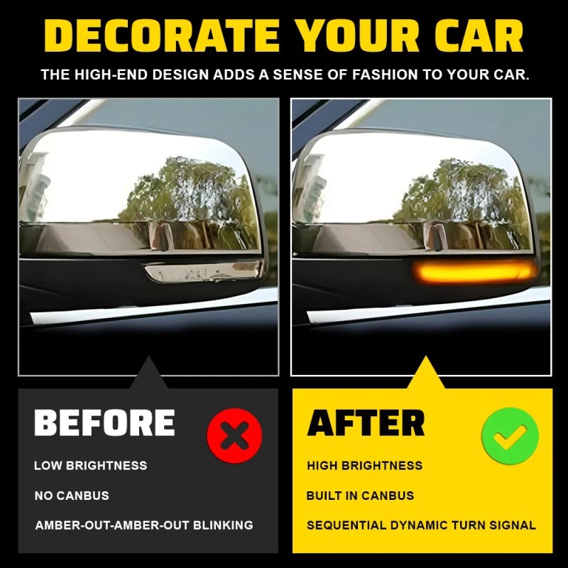 For Dodge Durango WD 2011-2023 Mirror LED Turn Signal Light