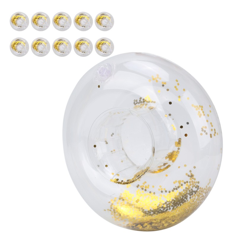 10pcs Round Gold Sequins Inflatable Drink Cup Holders Swimming Pool