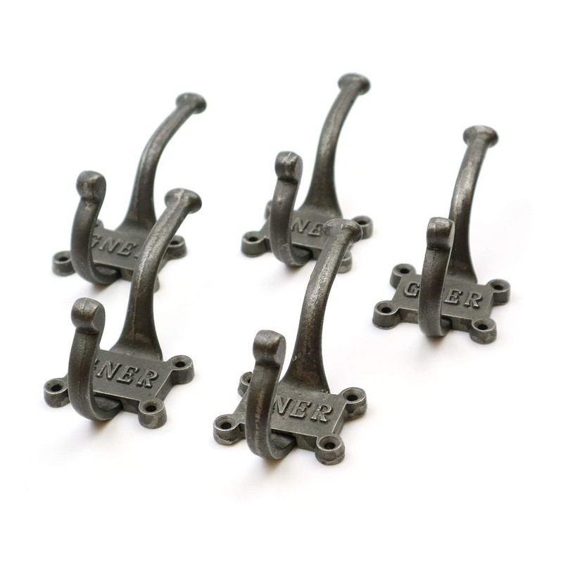 Coat Hook Double GNER 2 Part Cast Antique Iron 125mm
