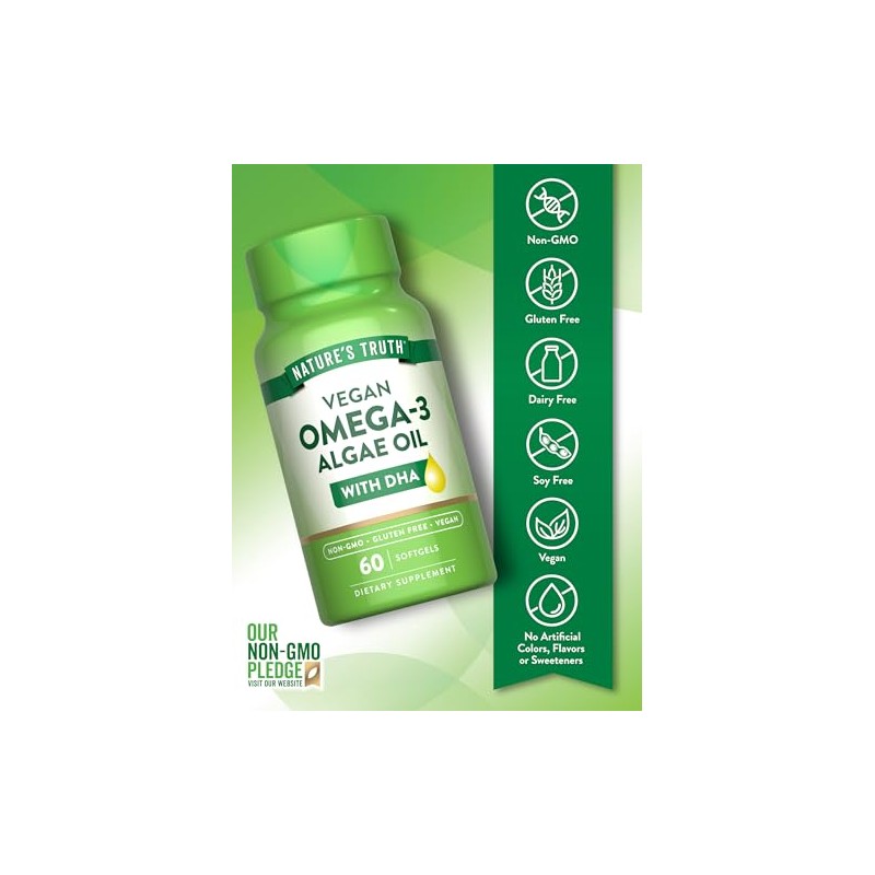 Suplemento vegano de omega 3 de Natures Truth 60 cápsulas