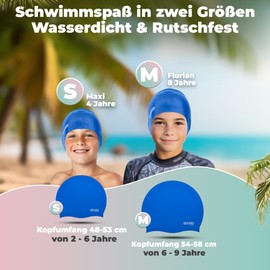 KIDVERSE Children's Waterproof Swimming Cap with Non-Slip Nubs - Swimming Caps for Swimmers with UV Protection - Swimming Cap Girls - Tear-Resistant Swimming Caps in Various Sizes