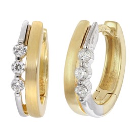 trendor Damen-Ohrringe 925 Silber Vergoldet Zirkonia Creolen eleganter Ohrschmuck für Frauen, edle Geschenkidee und zauberhaftes Accessoire, 28009