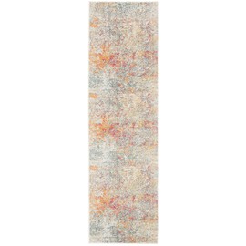 SAFAVIEH Madison Collection Runner Rug - 2'2" x 10', Grey & Turquoise, Modern Abstract Design, Non-Shedding & Easy Care, Ideal for High Traffic Areas in Living Room, Bedroom (MAD460G)
