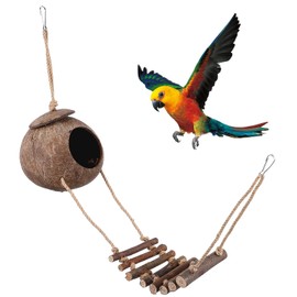 Ipetboom Gecko Food 1 Set Leopard Gecko Tank Accessories, Coconut Hide for Reptiles with Ladder Reptile Cave Reptile Hideouts for Chameleon Lizard Gecko Hermit Crab Gecko Accessories