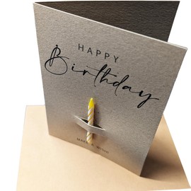 the lazy panda card company the lazy panda card company Geburtstagskarte mit Geburtstagskerze auf der Vorderseite - Make a Wish Dicke 400gsm Karte aus Recyclingpapier.