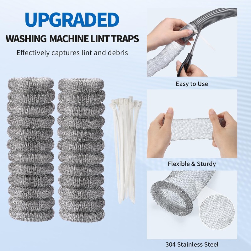 40 Pieces Lint Traps Stainless Steel Washing Machine Lint Snare