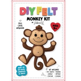 FabricLA Felt Monkey Craft Kit – Beginner Sewing Project for Ages 9 and Up | Easy DIY Felt Animal Kit with All Supplies Included