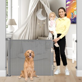 Retractable Dog Gate for The House 35” Tall X 55” Wide Mesh Baby Gate Retractable Gate Outdoor Retractable Baby Gates for Doorways Mesh Pet Gate Retractable Stair Gate for Kids Mesh Indoor Dog Gate