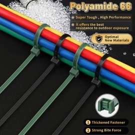 8 Inch Cable Zip Ties, 200pcs, PA66 Heavy Duty with 42 Lbs Tensile Strength, Multicolor Self-locking Nylon Cable Ties for Home Office Gardening Fence Farming, Green & Black