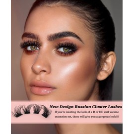 Missicee Eyelash Extensions Set, 5 Styles Eyelashes Set, 6D Natural Fluffy Wispy Individual Eyelashes with Bond Seal Remover Tweezers at Home (D-11-17 mm)