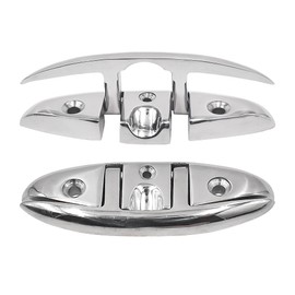 QPURO Premium Stainless Steel Folding Boat Cleats 5 inch - Flip-up Dock Cleat for Boat and Deck - Marine Grade 316 Stainless Steel with Fasteners - (1 Pack)