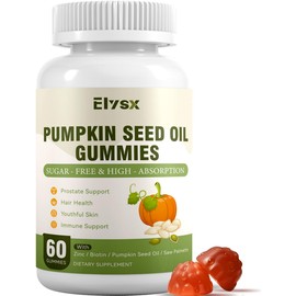 Elysx Pumpkin Seed Oil Gummies, Cold Pressed Pumpkin Seed Oil Supplement for Women and Men, Saw Palmetto Extract for Hair and Skin Health, Vegan, Sugar Free, Mixed Berry Flavor