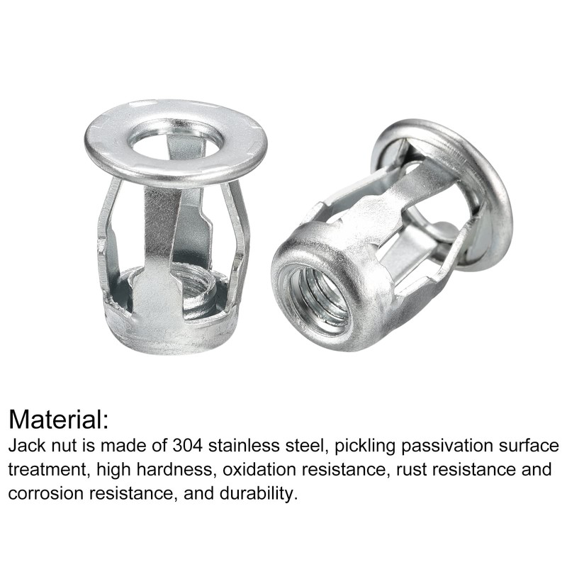 sourcing map M8 Jack Nuts, 5pcs Threaded Insert Nut Carbon