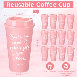 Tioncy Reusable Christian Gifts for Women Men Bible Verse Plastic Tumblers with Lids 16 oz Inspirational Religious Coffee Cups Christian Gifts for Church(24 Pcs,Pink)