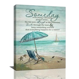 Beach Bathroom Wall Art Sea Turtle Sailboat Pictures Coastal Ocean Nautical Wall Decor Teal Canvas Prints Painting Beach Decorations Framed Artwork for Bathroom Living Room Bedroom 12"x16"