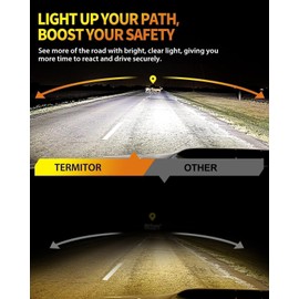 Termitor Upgraded H4/9003/HB2 Light Bulbs, 50,000LM 900% Ultra-Brighter, 6500K Cool White, 1:1 Halogen Size Fog Light Conversion Kits, Plug-N-Play, IP68 Waterproof, Pack of 2