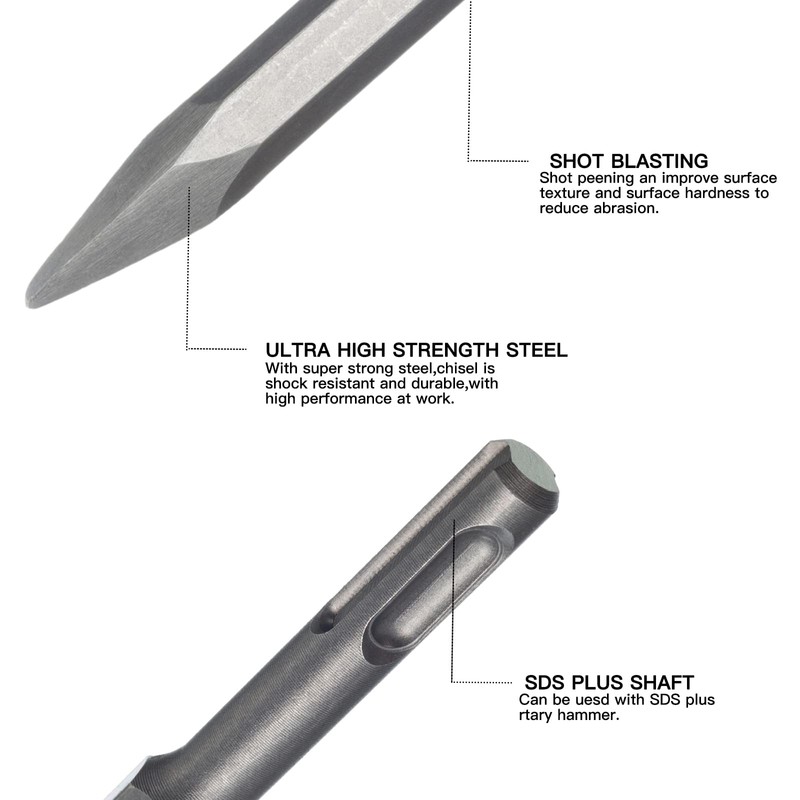 HPMAISON SDS-Plus Chisel Set, 3 PCS SDS-Plus Chisel Set Tool