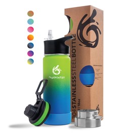 Hydro2go Stainless Steel Drinking Bottle 500 ml / 0.5 Litre - for Kids, School, Sports, Fitness & Outdoor Thermal Stainless Steel Bottle BPA-free + 3 Drinking Closures 100% Leak Proof Thermos