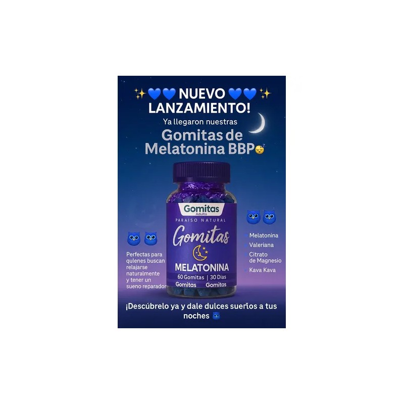 Gomitas Melatonina Bbp 60 Pzs Paraiso Natural Dormir