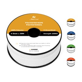 Abma Cord Polyester Rope Cord 3 mm x 30 m on Spool White