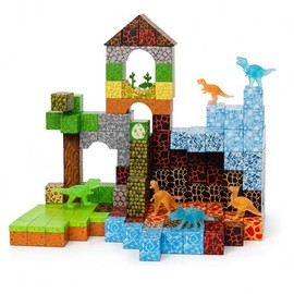 Magnetic Blocks for Kids Ages 4-8 – 100 Pc Dinosaur Toys with Glow-in-the-Dark Dinosaurs – 3D Pixel Cubes, STEM Building Toys for Boys & Girls Ages 3-12