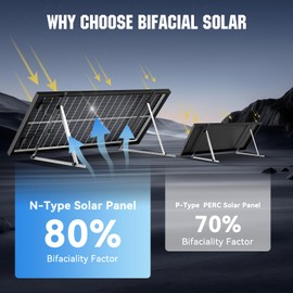 Rvpozwer 100 Watt Bifacial Solar Panel, 18BB Monocrystalline High Efficiency Module, Dual-Sided 12V/24V for RV, Boat, Cabin, Camping, Off-Grid Systems