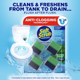 Soft Scrub in-Tank Toilet Cleaner Duo-Cubes, Alpine Fresh, 4Count