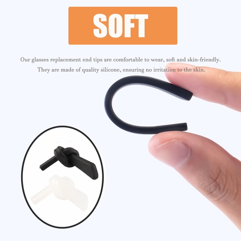UPIONIC Replacement Glasses End Tips, Anti-Slip Silicone Ear Sock Pieces