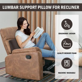 HOMBYS Lumbar Support Pillow for Recliner Chair, Memory Foam Back Support Cushion for Elderly,Extra Large Lumbar Support Pillow,Thick Backrest for Home Reading (Dark Coffee, 20“x13.5"x5")