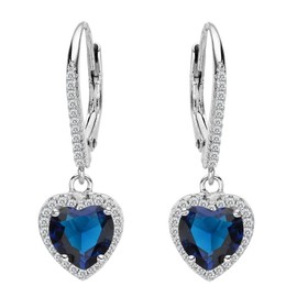 Clearine Heart Earrings Cubic Zirconia 925 Sterling Silver Wedding Bridal Elegant Love Leverback Earrings for Women, Sterling silver, cubic zirconia, Cubic Zirconia