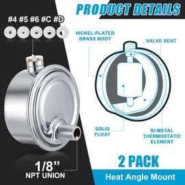 2 Pack Steam Radiator Air Valve, #4#5#6#c #d 1/8", Angle Mount