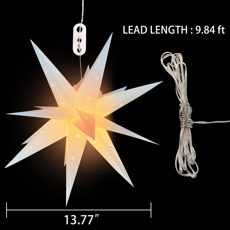 JOINTWIN 14'' Moravian Star Led 18 Point White 3D Star