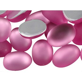 10x8mm Oval Flat Back Frosted Acrylic Cabochons Plastic Rhinestones Gems for Crafts Costume Embelishments Card Making Jewels Jewelry Making Cosplay Jewels - 100 Pieces (Pink H512)
