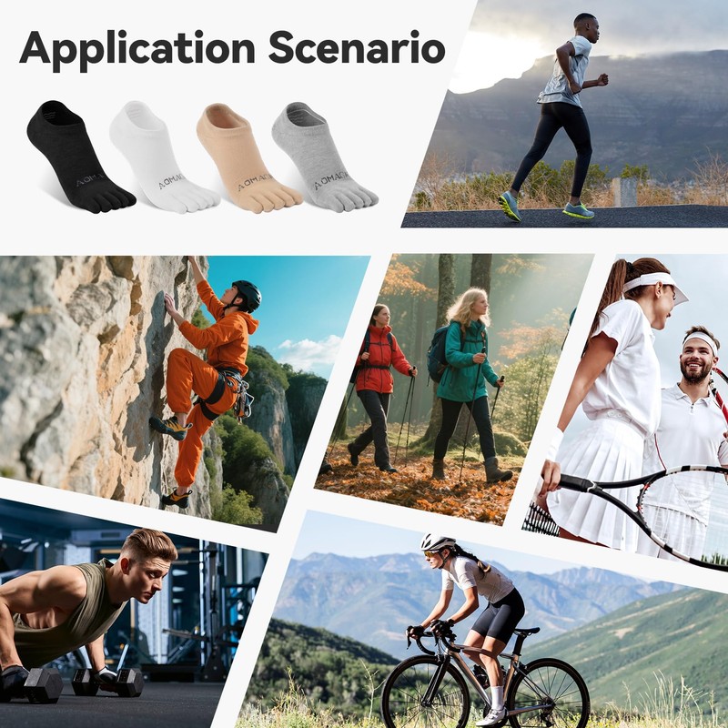 aomagic No Show Toe Socks for Men & Women, Athletic