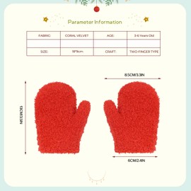 ALLY-MAGIC Toddler Mitten Warm Winter Knitted Fluffy Gloves Cute Basical Christmas Stretch Gloves for Baby Boys and Girls 1-4 Years Old Sports Xmas Gift Kindergarten Y11LZETST (red)