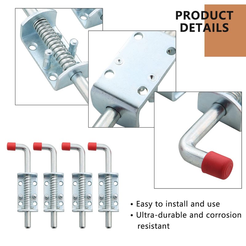 NATGAI Metal Lock Barrel Bolt Spring Loaded Locking Latch 6.5"