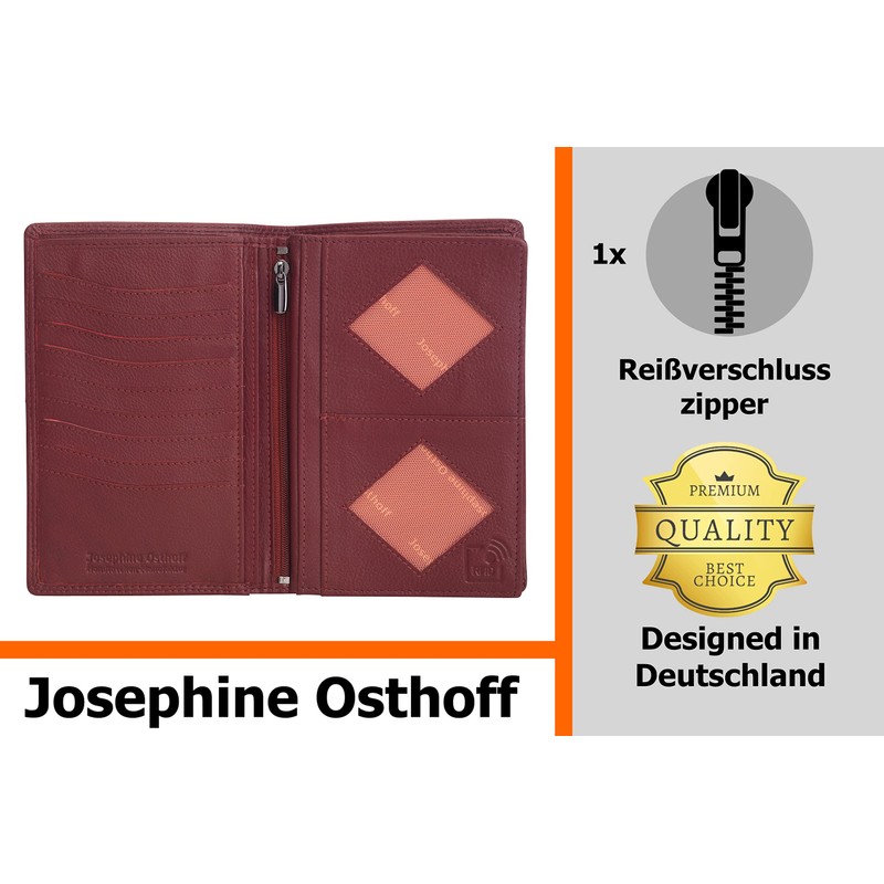 Josephine Osthoff Men's Leather ID Holder, Passport Case, Portrait Format,