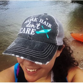 KATYDID Kayak Hair Don't Care Baseball Cap - Trucker Hat for Women - Stylish Cute Sun Hat (Gray Hot Pink)