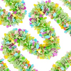 50FT Easter Tinsel Garland, Colorful Egg Tinsel Garland with Confetti, Twist Streamers for Tree Door Stairs Mantel Decoration, Hanging Oranment Party Supplies Outdoor Indoor Home Decor
