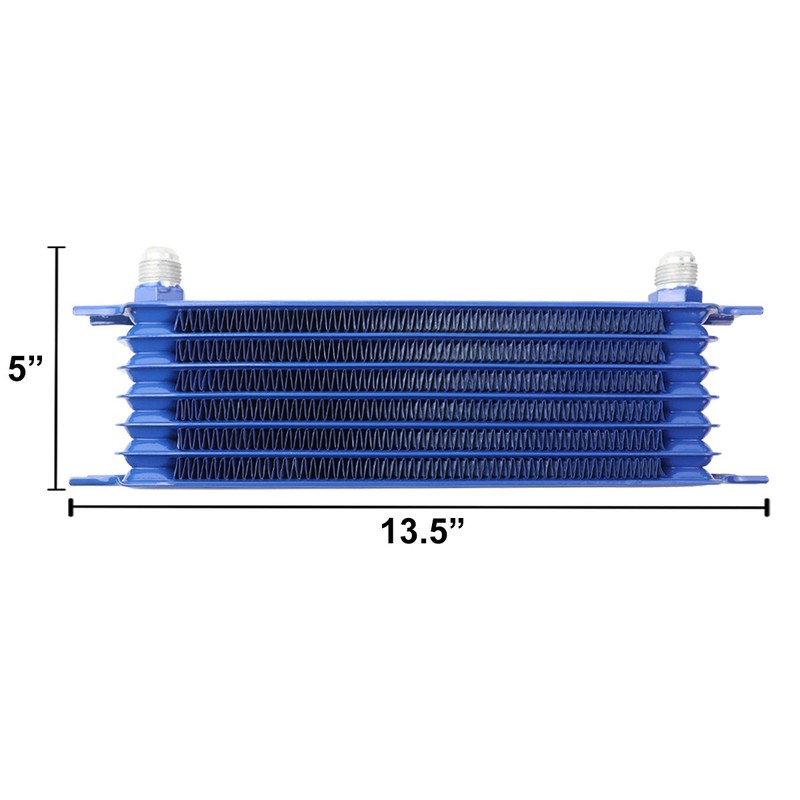 Auto Dynasty Universal Blue Aluminum 7-Row Engine Oil Cooler +